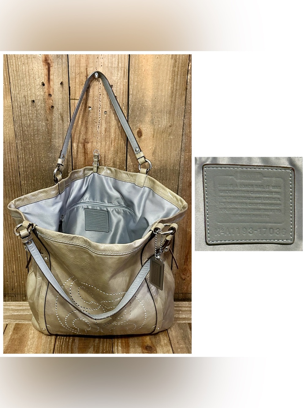 Coach. 3 Piece: Audrey Andie Cinched Tote Bag with Free Dust Bag and Bag Scarf. - Picture 11 of 16